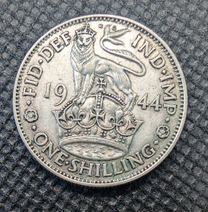 Silver Great Britain 1944 One Shilling - 5.66g of 0.5 Silver0