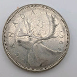 Canada 1964 25 Cents 25c Canadian Caribou Quarter Coin - 80% Silver - ASW .150oz0
