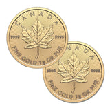 Bundle! 2 Grams - 2025 Gold Maple Leaf Coin - .9999 Pure Gold Bullion Maplegram - NumisFind