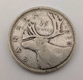 Canada 1939 25 Cents 25c Canadian Caribou Quarter Coin - 80% Silver - ASW .150oz0