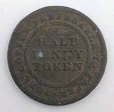 '1813' TRADE & NAVIGATION NOVA SCOTIA SHIP PURE COPPER CANADA HALF PENNY TOKEN0