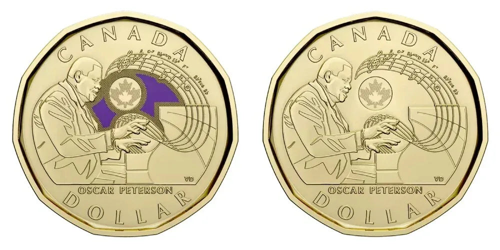 Canada 2022 Oscar Peterson BU UNC Colourized & Plain Loonie Set!! - NumisFind