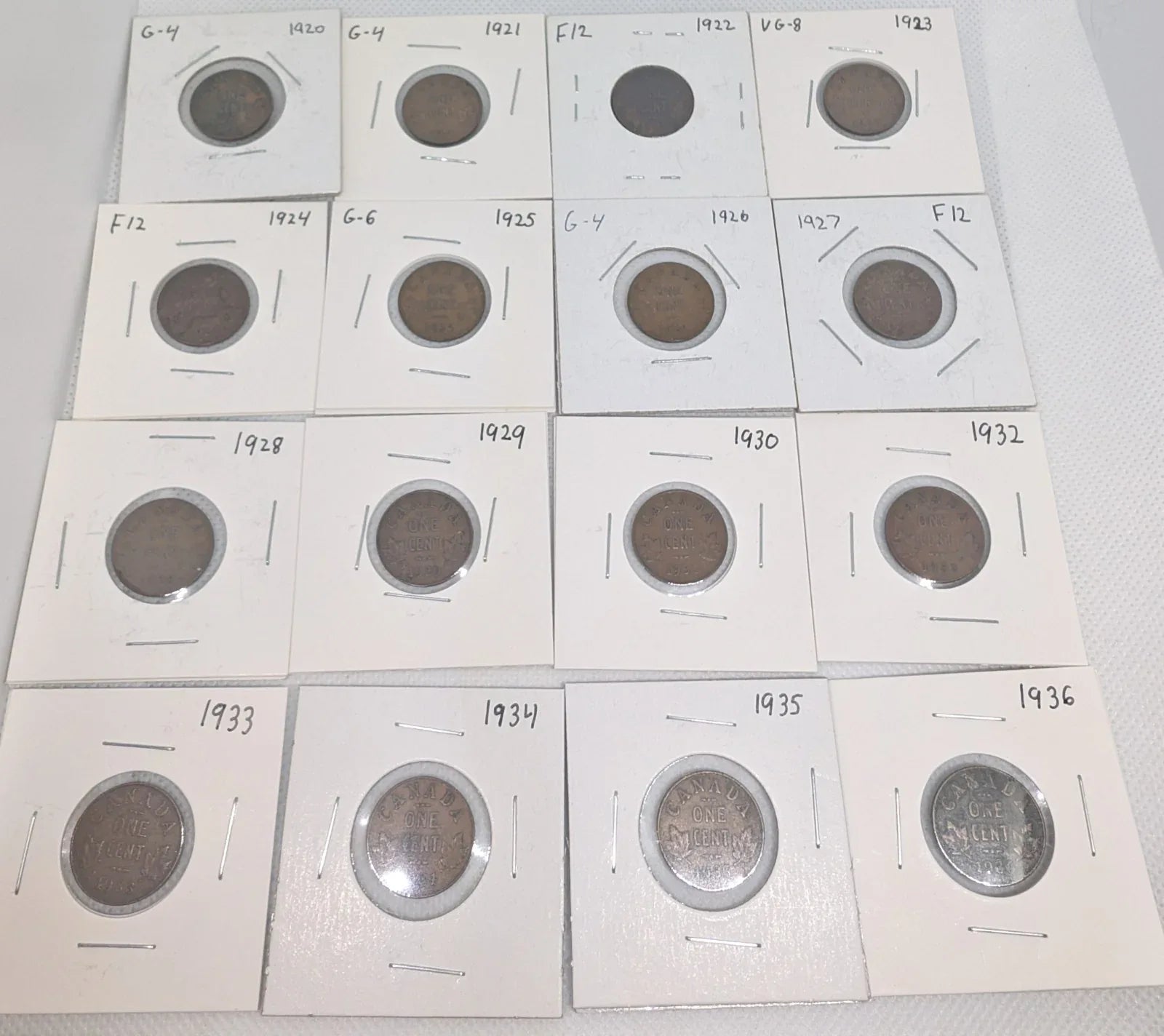 Set of 16 Canada Small Cents George V Coins (1920 To 1936) Incl All Key Dates - NumisFind