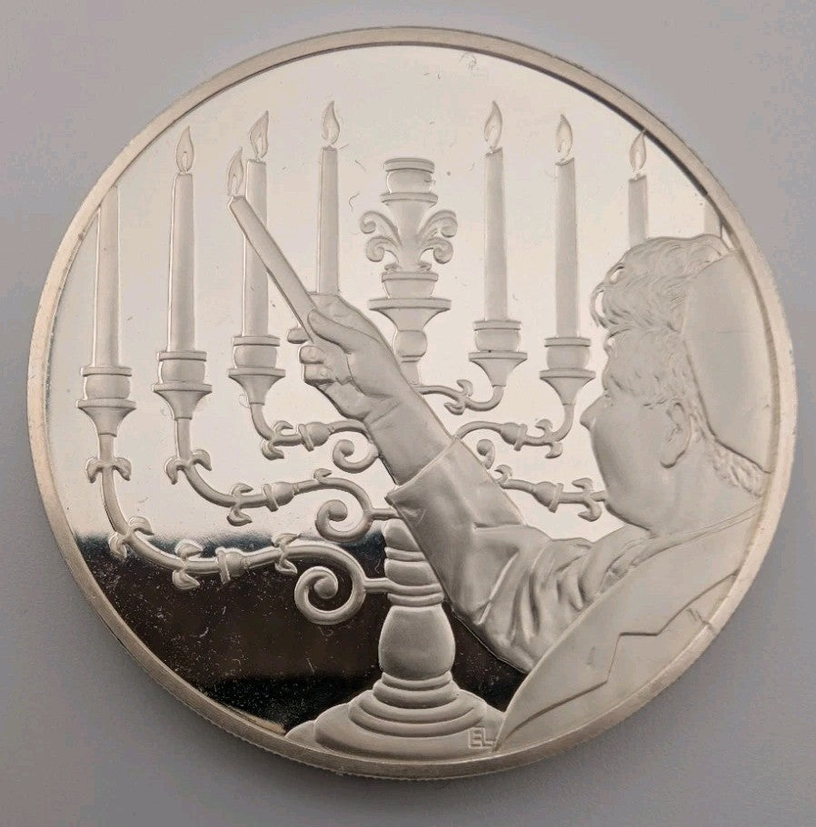 Sterling Silver Medal - The Hanukkah by Ernest Lauser Designed by Mark Aron0