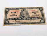 Bank of Canada 1937 $2 Two Dollars Gordon-Towers - Circulated Tears0