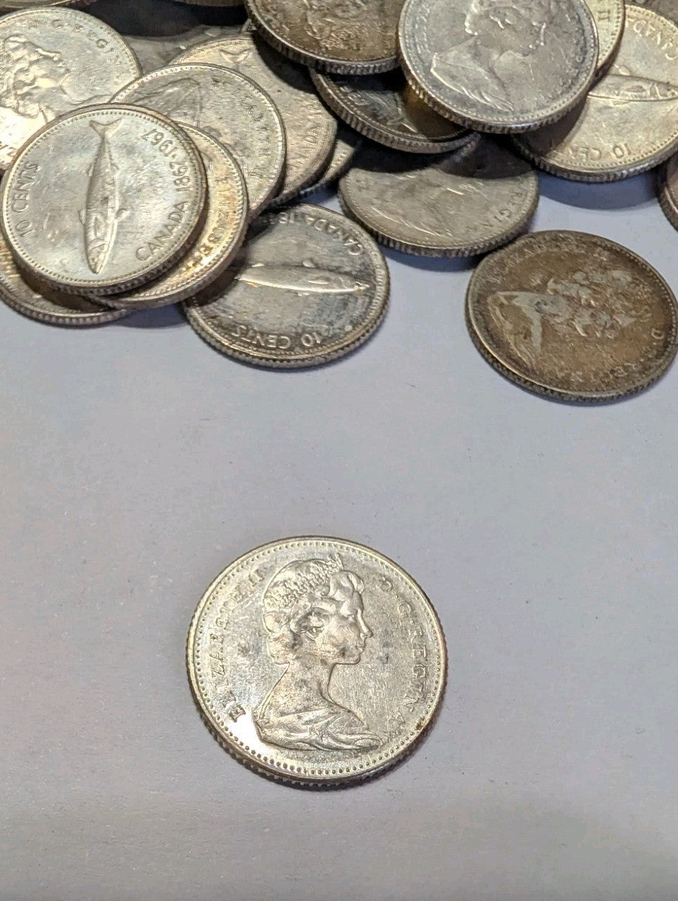 1967 Canada Silver Dime Mackerel Centennial 0.800 Fine Silver 10 Cents Coin Circ1