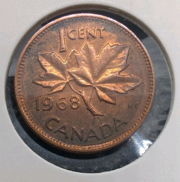 1968 Canada Copper Penny 1 Cent Coin0