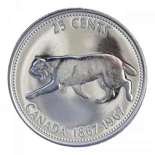Canada 1967 Centennial Silver Bobcat Quarter BU From mint set 25 Cent Piece!!0
