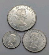 Set Of 3 Canada 1962 Silver Coins BU UNC Uncirculated 10c 25c & 50c Coins1
