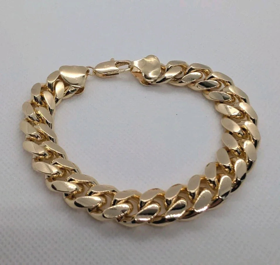 Men's 18k Gold Plated Curb Cuban Chain Link Bracelet - NumisFind