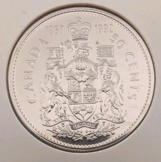 BU UNC Canada 1867-1992 50 cent 50c half dollar coin from mint roll0