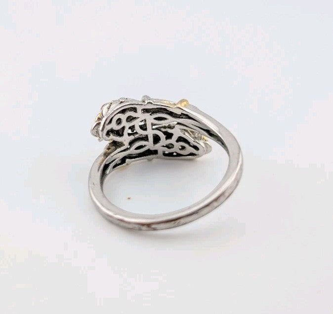 Karis Silver Ring Climbing Rose Gold Details Size 10.51