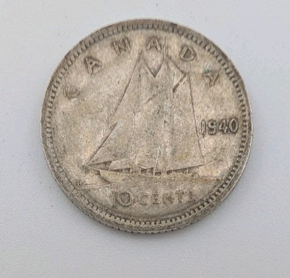 1940 Canada 10c Silver coin Dime - 2g of pure silver0