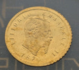 Regno D'Italia 1870 Vittorio Emanuele II 22K Gold Repro Mini Coin - 0.1g1