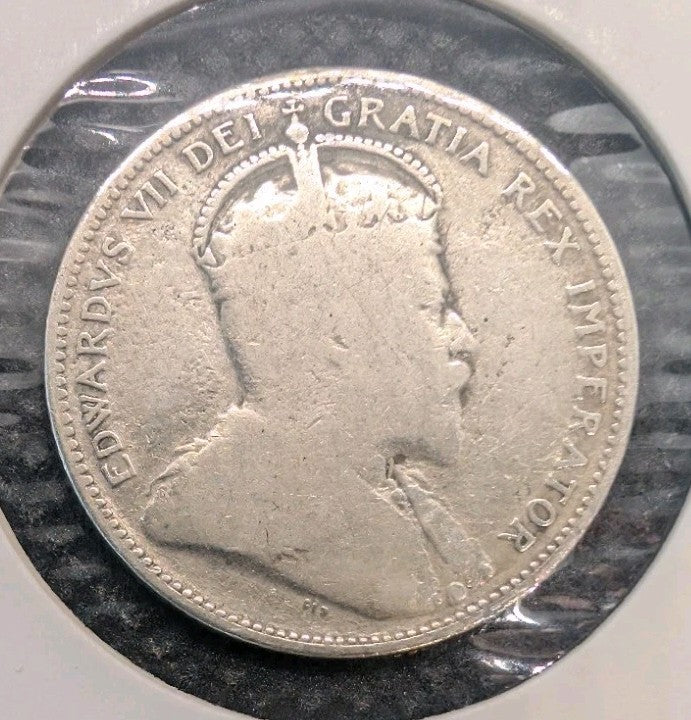 1910 Canada 25 Cents Silver Quarter G4 - Edward VII - KM#11- 92.5% Silver1