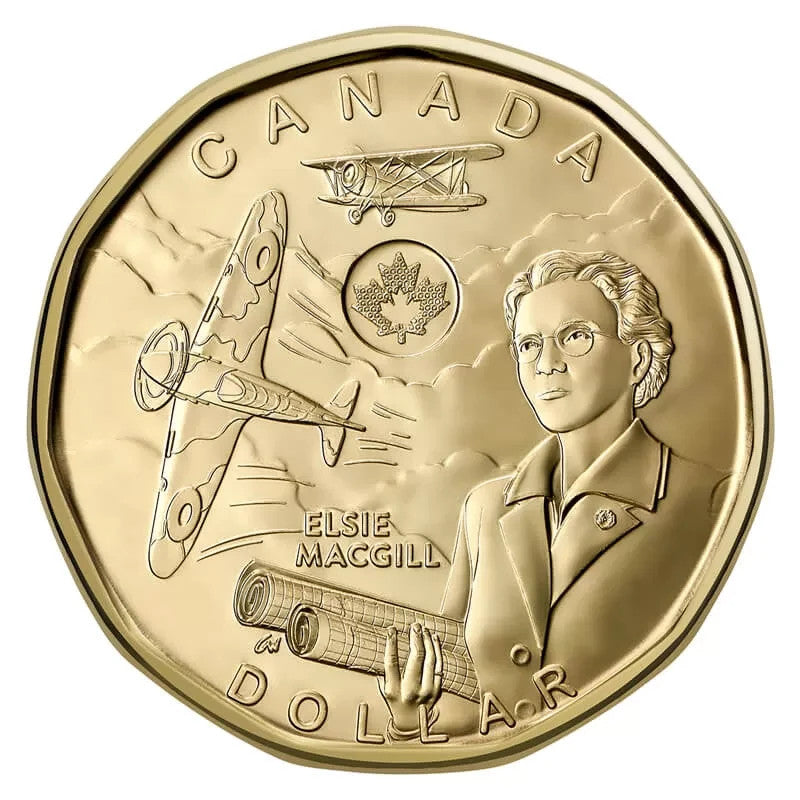 Canada 2023 Elsie MacGill 1 Dollar Non Coloured Canadian Loonie mint roll1