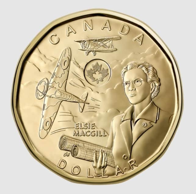 2023 Canada Loonie - Elsie MacGill PLAIN & COLOURED $1 - fresh from mint roll2