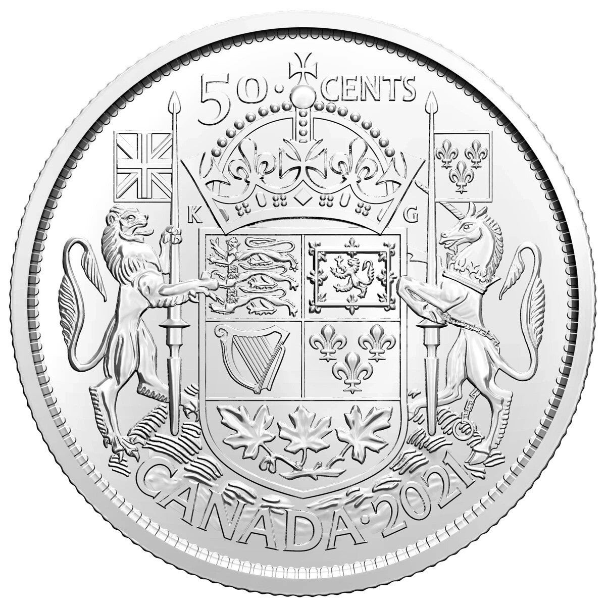 Canada 2021 SET OF TWO Coins 50 Cent Regular & 100th Anniversary Coat of Arms BU1