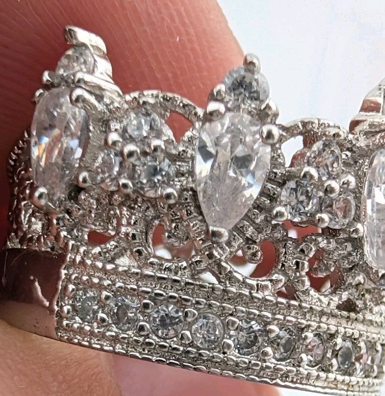 Sterling Silver Crown Shaped Cubic Zircon CZ  Ring Size 72