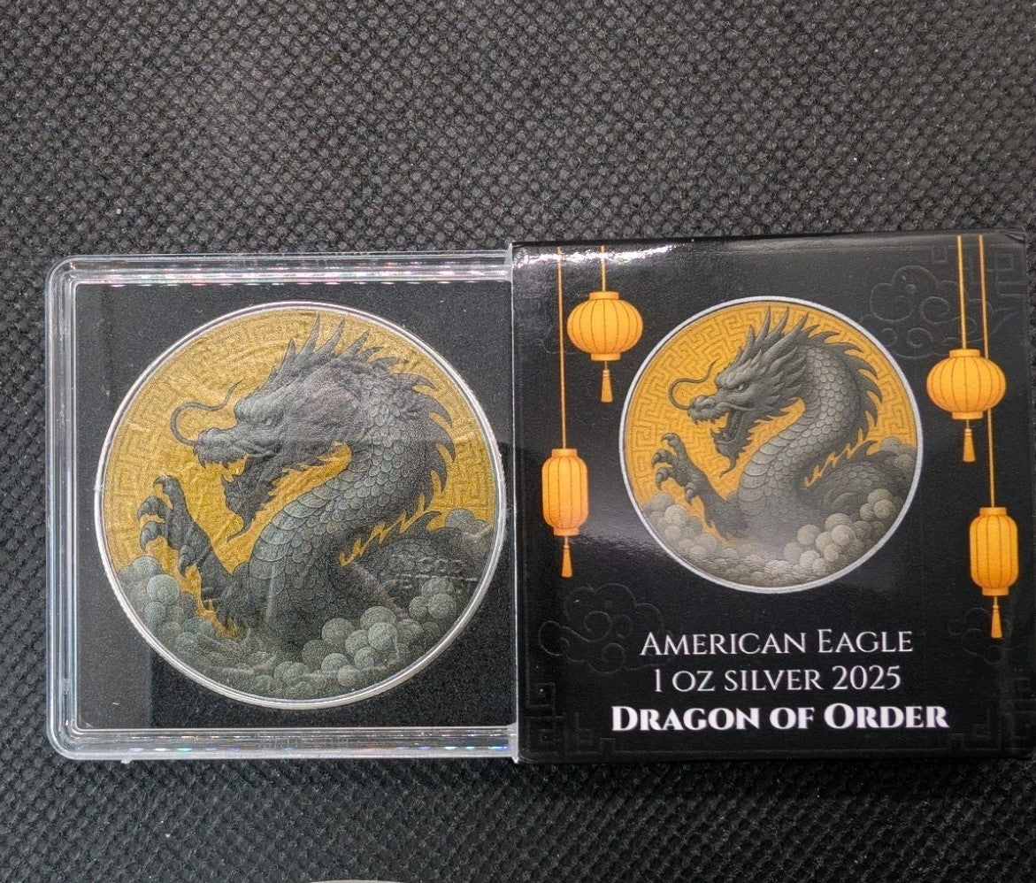 2025 $1 ASE American Silver Eagle Lunar Dragon Order 1oz Coin w COA  Mint:2500