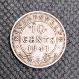 1941 Silver NFLD Dime 10c Coin - EF0