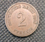 1905 Germany 2 Pfennig Coin - Deutsches Reich Imperial German Coin0