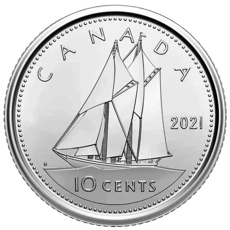  2021 Canada 10 cents Bluenose Schooner SINGLE DATED Classic coin, 20210