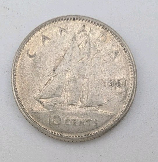 1961 Canada 10c Silver coin Dime - 2g of pure silver0
