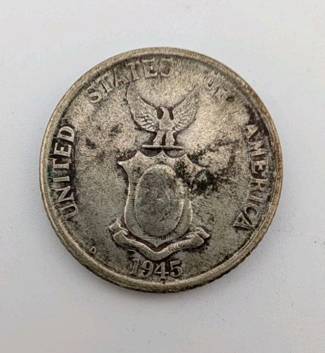 1945-D Philippines 20 Centavos Silver Foreign Coin - 0.75 Silver 4g0