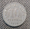 1918 Germany 10 Pfennig Coin Zinc Nice Condition Wilhelm II German Empire WWI0