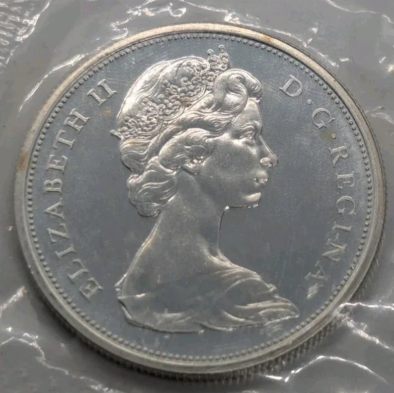 1966 Canadian 50 Cents .800 Silver Half Dollar Queen Elizabeth II BU - NumisFind