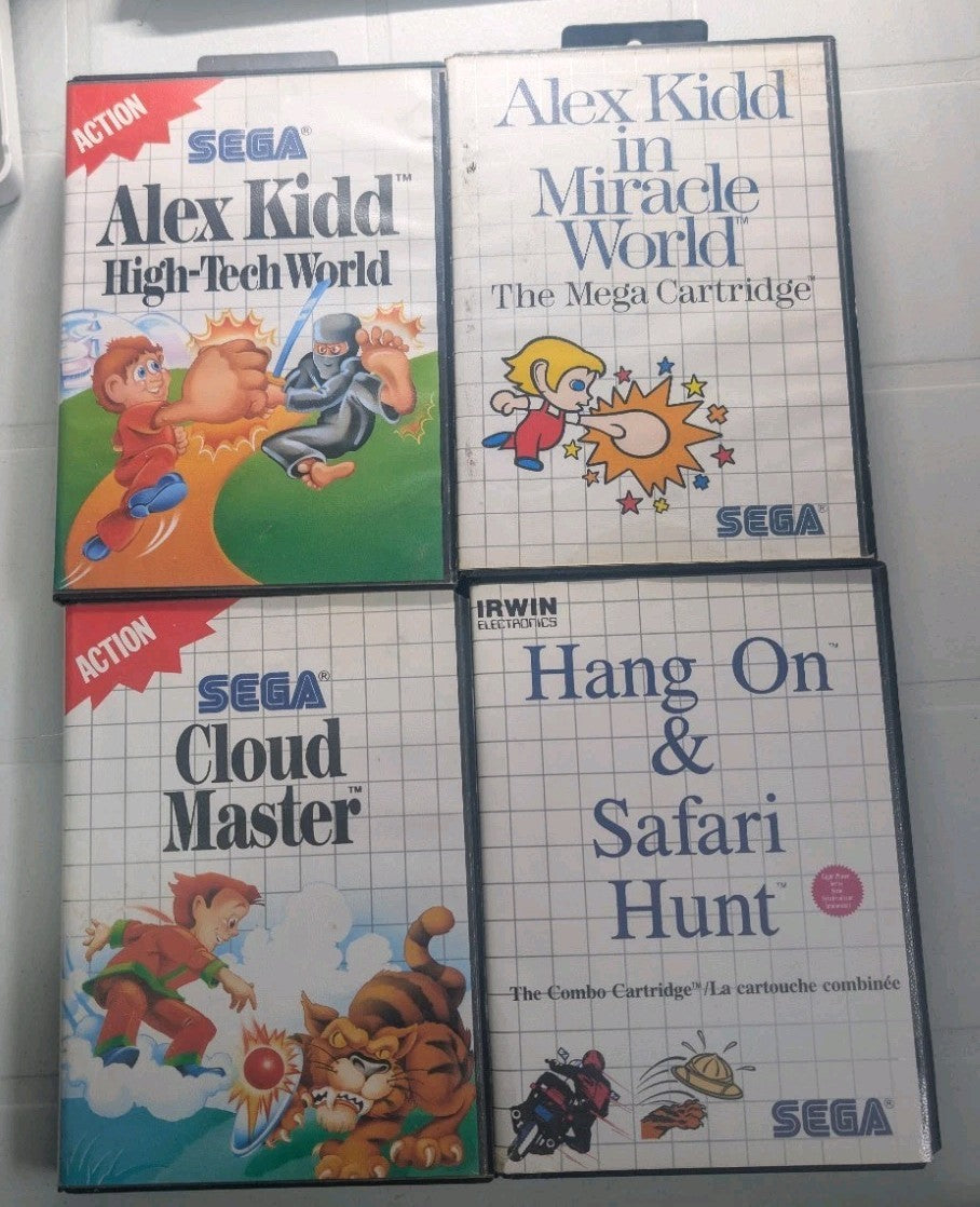 Lot of 4 Sega Master System Games - Alex Kidd x2 - Safari Hunt - Cloud Msster0