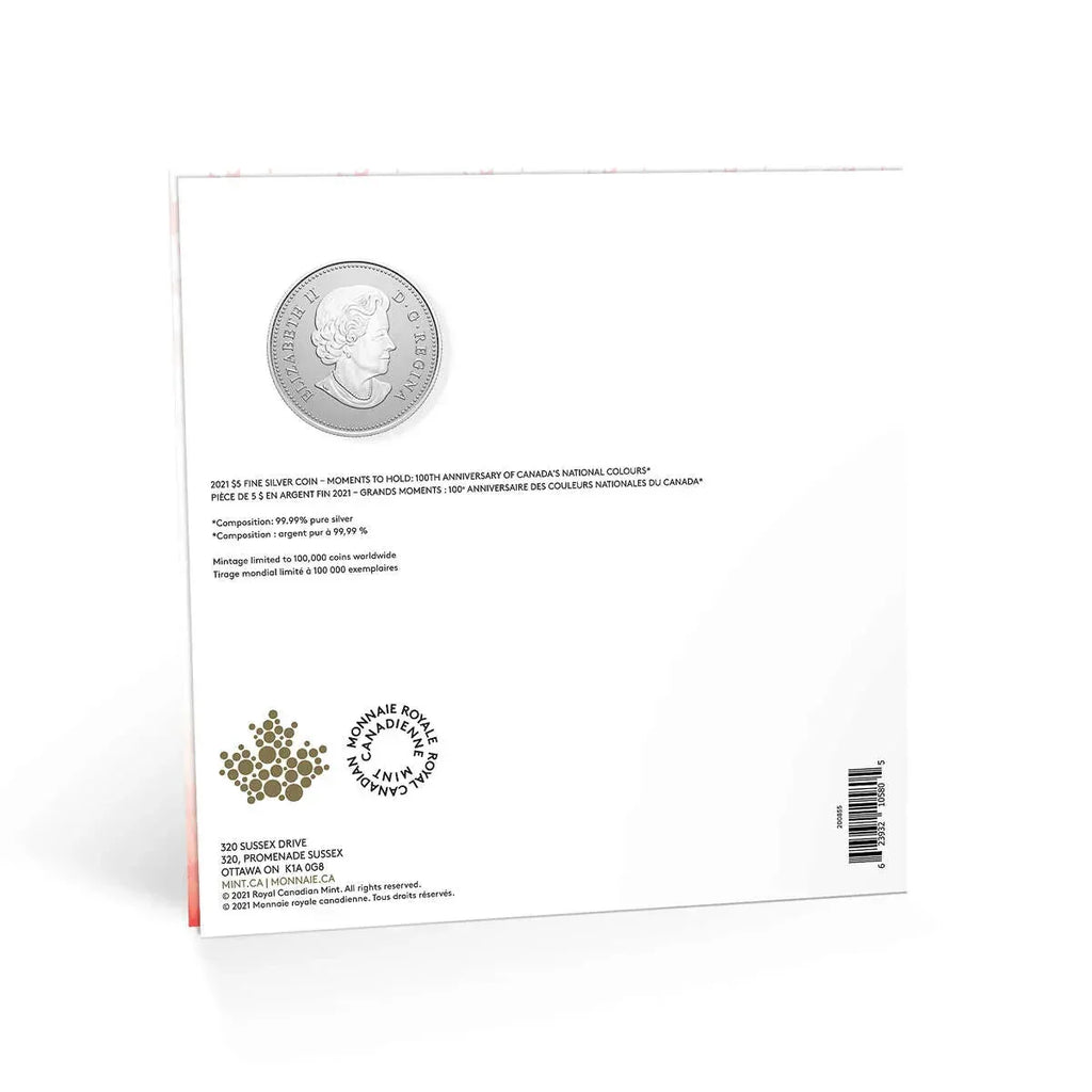 1921-2021 - Moments to Hold - Canada’s National Colours - $5 Pure Silver Coin - NumisFind