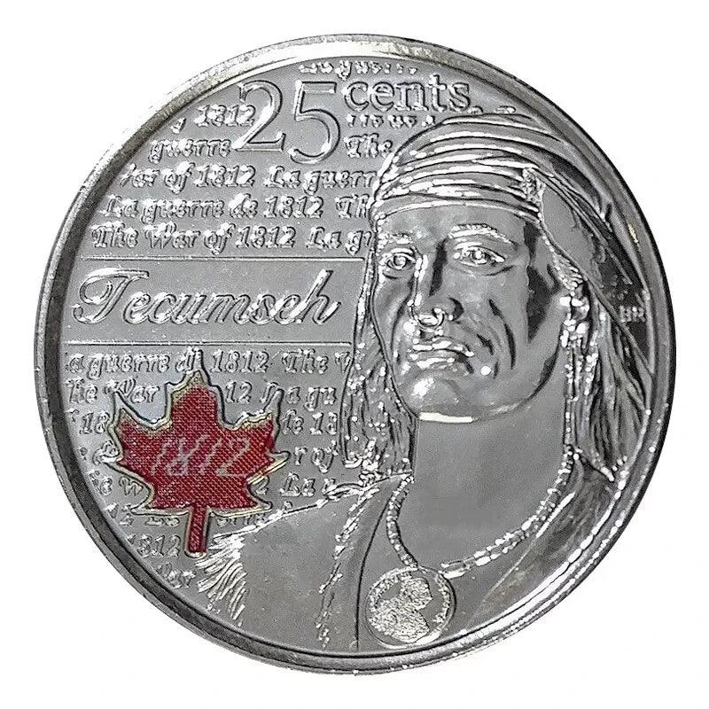 2012 CANADA 25 Cent TECUMSEH Coloured Coin From Mint Roll UNC - NumisFind