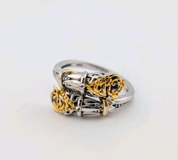 Karis Silver Ring Climbing Rose Gold Details Size 10.50