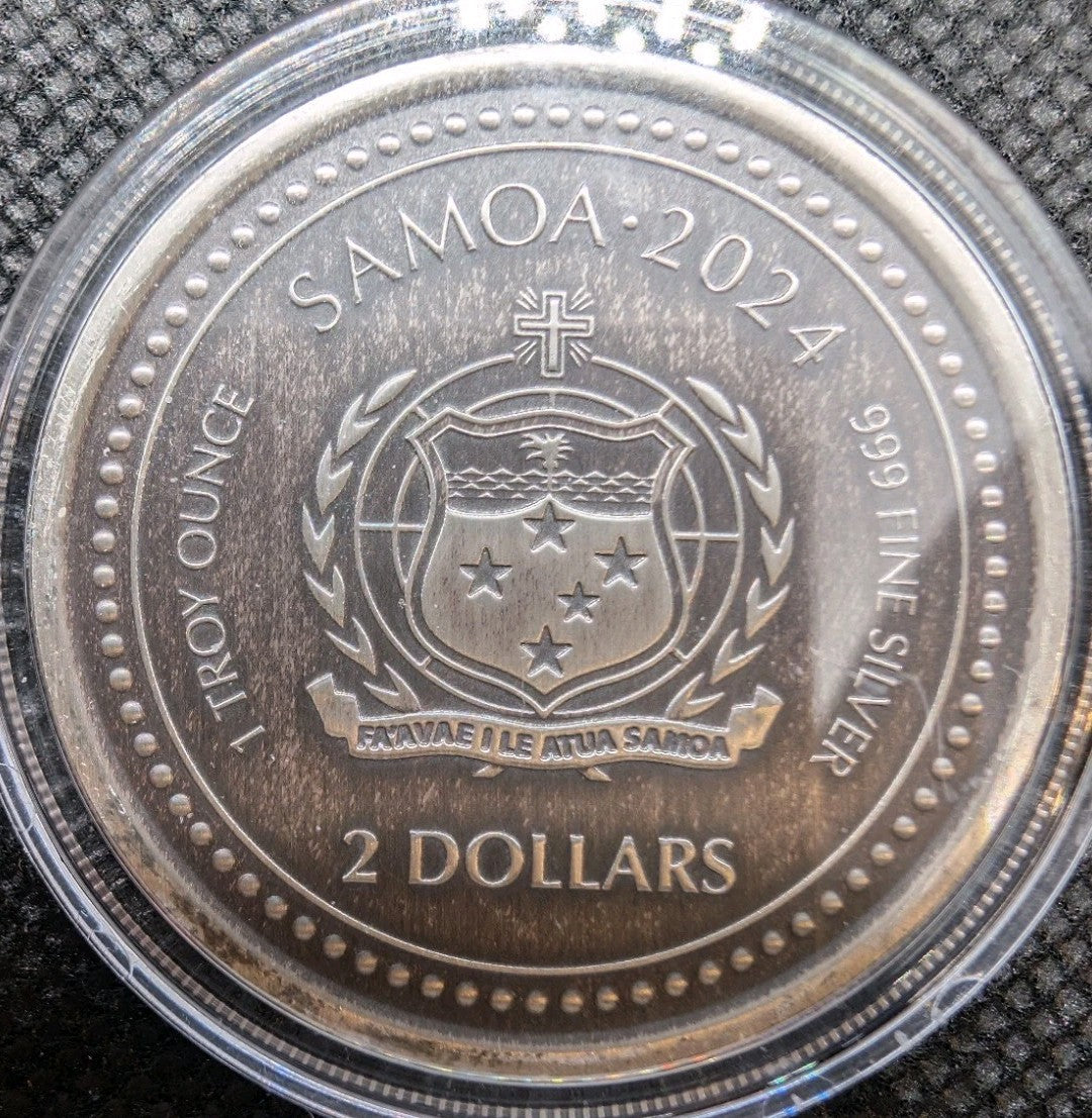 2024 - Samoa Seahorse - Scottsdale Mint 1 oz .999 Fine Silver Coin PROOF LIKE1