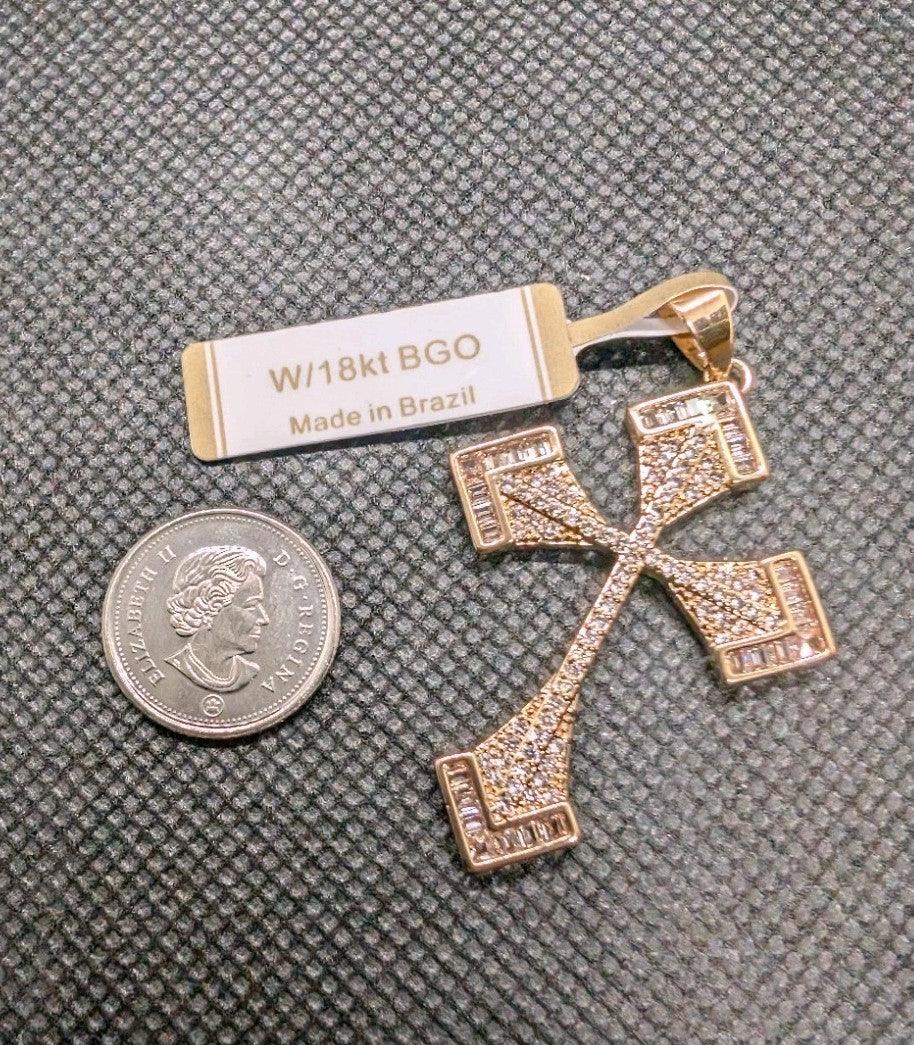 Handcrafted 18k Yellow Gold Plated Crucifix Cross Pendant Anniversary Gift - NumisFind