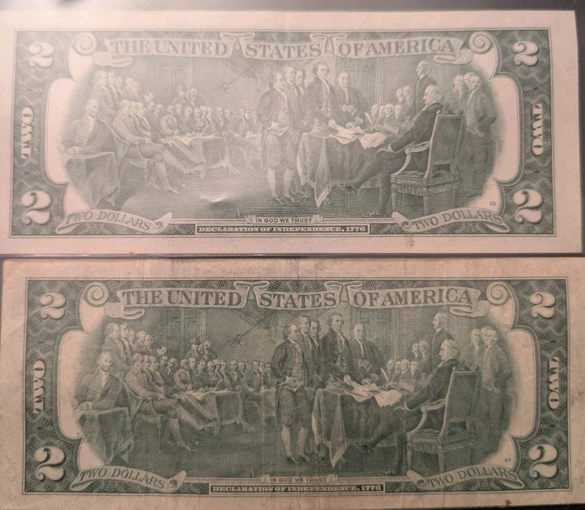 Two banknotes Year 1976, $2 bill two dollar bank notes Federal Reserve USA - NumisFind