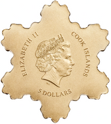 GOLDEN SNOWFLAKE Gold Coin 5$ Cook Islands1