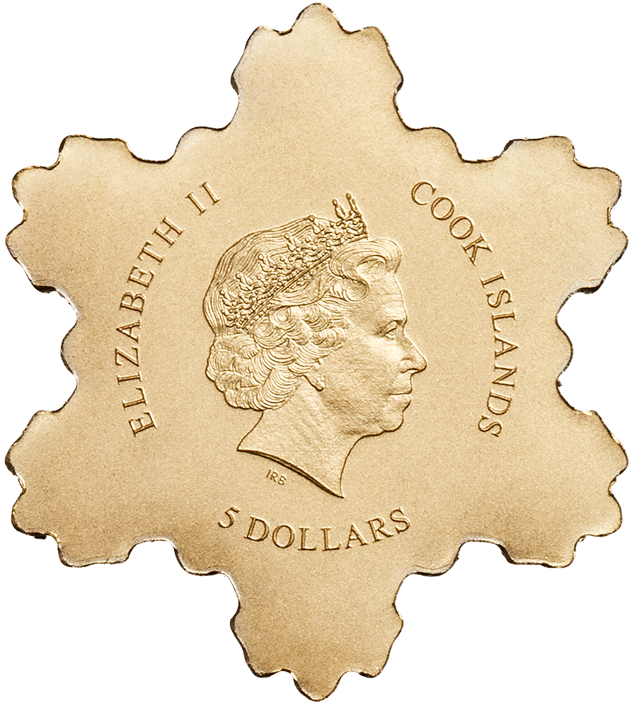 GOLDEN SNOWFLAKE Gold Coin 5$ Cook Islands1