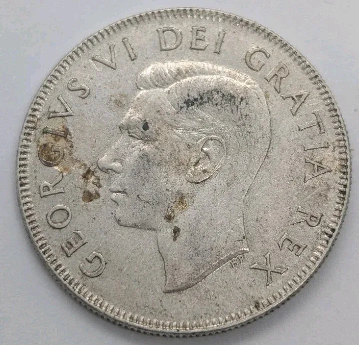 1952 Canadian 50 Cents .800 Silver Half Dollar Queen Elizabeth II - circ - NumisFind