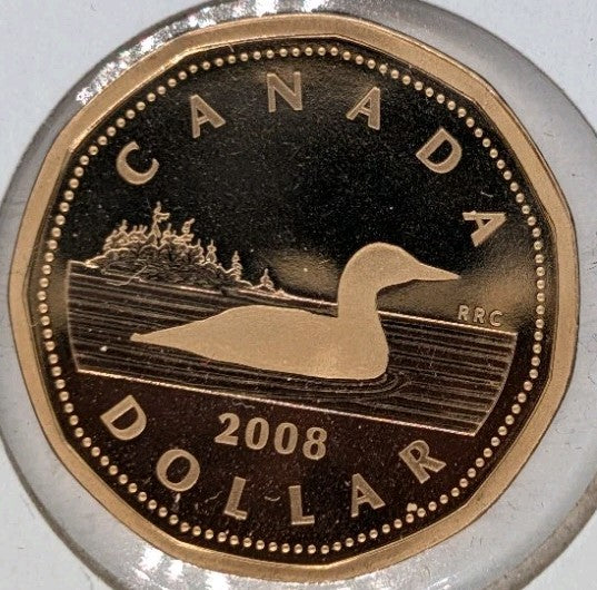 2008 Canada Proof Loonie - Uncirculated $1 One Dollar Coin (Steel)0