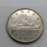 1951 80% Silver Canadian Canada Silver Dollar About Uncirculated AU0