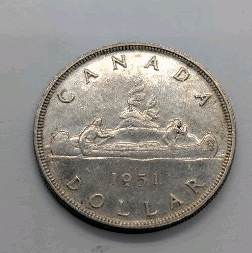1951 80% Silver Canadian Canada Silver Dollar About Uncirculated AU0