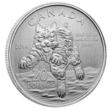 2014 Canada $20 For $20 Fine Silver Coin - Bobcat - 1/4 oz 99.99% pure silver1