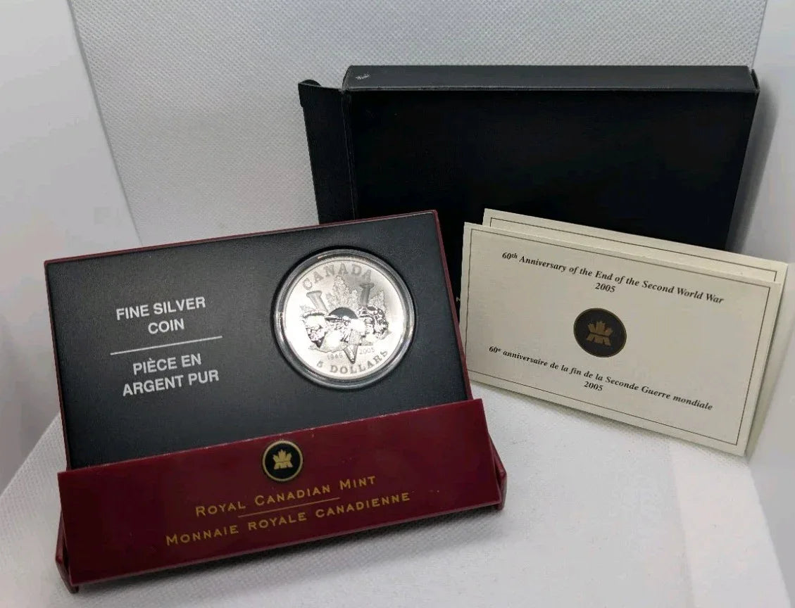 Rcm 2005 $5 Fine Silver Coin 60th Anniversary End of 2nd World War - NumisFind