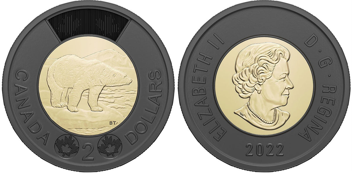 2022 Canada $2 Dollar - Black Toonie - UNCIRCULATED BU from Mint Roll0