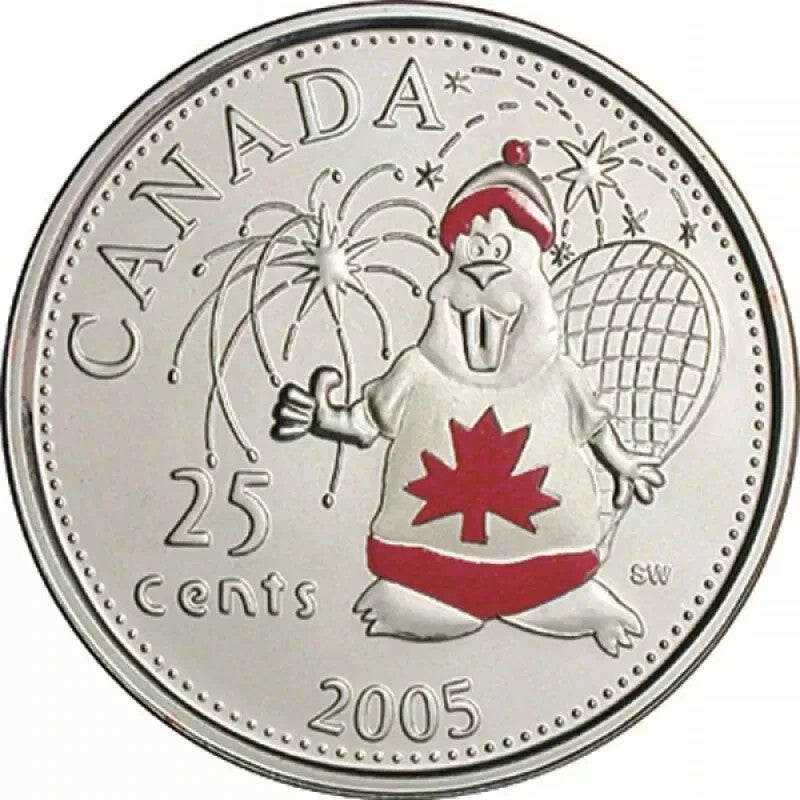 2005 Canada Day - Coloured-  25 Cents - Beaver - In Original Packaging1