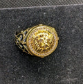 Designer Handmade Textured Lion Gold Plated Ring For Anniversary Gift0