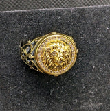 Designer Handmade Textured Lion Gold Plated Ring For Anniversary Gift0